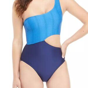 Splendid one shoulder colorblock blue one piece tank swimsuit new Small